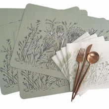 Load image into Gallery viewer, Tableart Placemats Rectangle 4 Pack - Graphic Fynbos Sage
