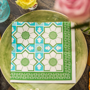 Moroccan Tile Napkins - Green/Teal