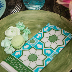 Moroccan Tile Napkins - Green/Teal