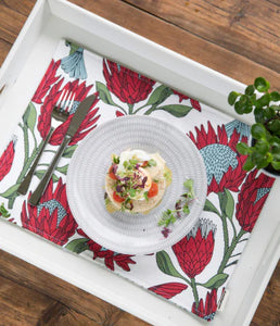 A Love Supreme Fabric Placemats Floral Kingdom - Grey on White / White on Grey