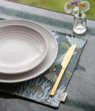 Load image into Gallery viewer, A Love Supreme Fabric Placemats Floral Kingdom - Grey on White / White on Grey
