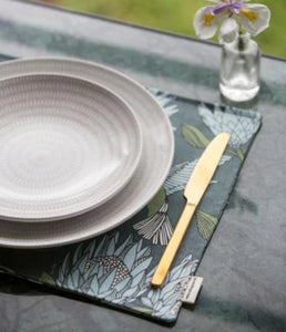 A Love Supreme Fabric Placemats Floral Kingdom - Grey on White / White on Grey
