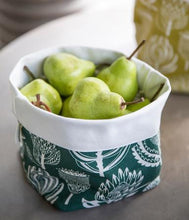 Load image into Gallery viewer, A Love Supreme Fabric Pots Small - Floral Kingdom White on Green
