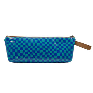 IY 1 Zip Pencil Case - Warped Check Aqua