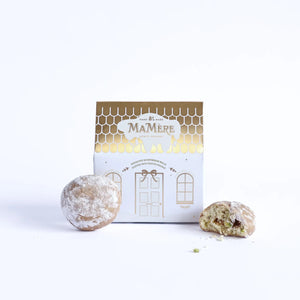 Ma Mere Mini Festive House Cream & Gold - Pistachio & Festive Nougat Shortbread Snowballs