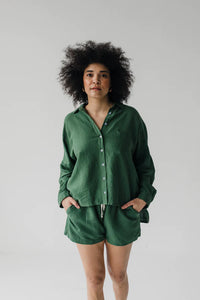 Janni & George Linen Shirt - Forest Green