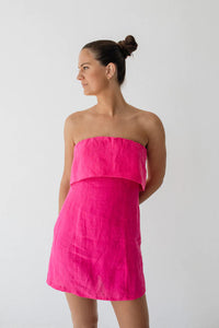 Janni & George Mini Strapless Dress - Fuschia