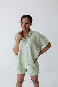 Janni & George  Mint Green Linen Shorts