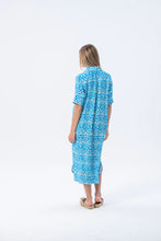 Load image into Gallery viewer, Signature Tahiti Shirt Dress - Turquoise &amp; White
