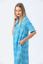 Load image into Gallery viewer, Signature Tahiti Shirt Dress - Turquoise &amp; White

