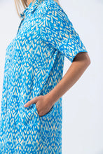 Load image into Gallery viewer, Signature Tahiti Shirt Dress - Turquoise &amp; White
