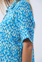 Load image into Gallery viewer, Signature Tahiti Shirt Dress - Turquoise &amp; White
