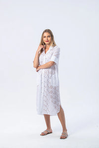 Signature Tahiti Shirt Dress - White