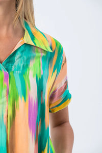 Signature Barcelona Dress - Green Abstract