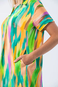 Signature Barcelona Dress - Green Abstract