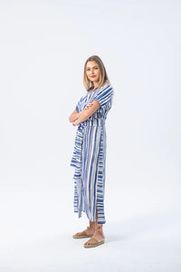 Signature Antiqua Striped Dress - Blue and White