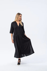 Signature Santorini Pintuck Dress -Black