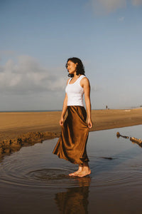 Trinity Satin Skirt - Chocolate