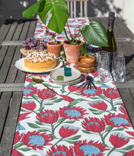 Load image into Gallery viewer, A Love Supreme Table Runner 2.5m - Protea Red on White
