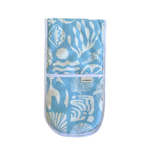 Load image into Gallery viewer, A Love Supreme Joined Oven Gloves - Africa Deep White on Blue
