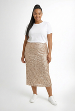 Load image into Gallery viewer, Jo Champ Velvet Sequin Skirt - Nude
