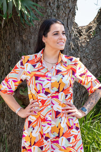 Jo Champ Flared Shirt Dress - Orange