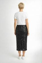 Load image into Gallery viewer, Jo Champ Velvet Sequin Skirt -  Black

