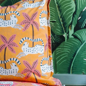 Mooch Wild Cat Palms Cushion Cover 60x60cm - Saffron