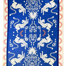 Load image into Gallery viewer, Mooch Tea Towel - Sun Leopard Royal Blue
