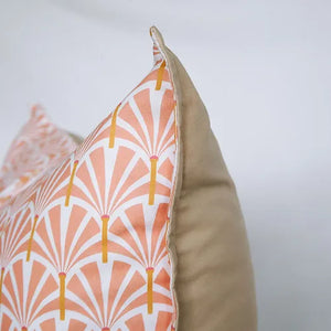 Mooch Graphic Palm Cushion Cover 60x60cm - Gold & Peach