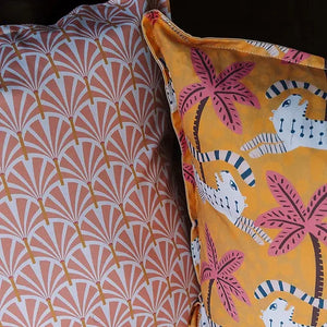 Mooch Graphic Palm Cushion Cover 60x60cm - Gold & Peach