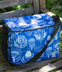 A Love Supreme Medium Cooler Bag - Floral Kingdom White on Blue