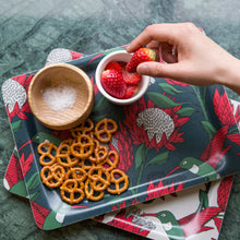 Load image into Gallery viewer, A Love Supreme Melamine Small Tray - Protea Blue on Gunmetal
