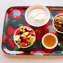 Load image into Gallery viewer, A Love Supreme Melamine Dinner Tray - Protea Blue on Gunmetal
