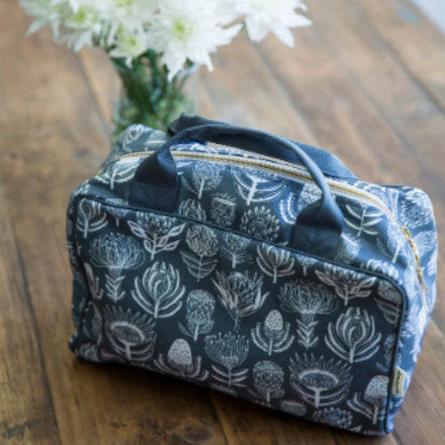 A Love Supreme Toiletry Bag - Floral Kingdom White on Grey