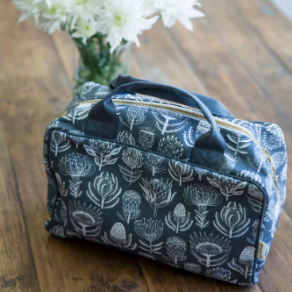 A Love Supreme Toiletry Bag - Floral Kingdom White on Grey