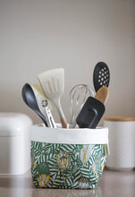 Load image into Gallery viewer, A Love Supreme Fabric Pots Small - Floral Kingdom White on Ochre
