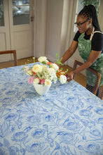 Load image into Gallery viewer, A Love Supreme Tablecloth Extra Length - Bloom Essence Blue on Light Blue
