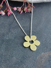 Load image into Gallery viewer, Liwo Brass Daisy Pendant on Sterling Silver Chain
