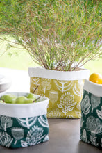 Load image into Gallery viewer, A Love Supreme Fabric Pots Medium - Floral Kingdom White on Green
