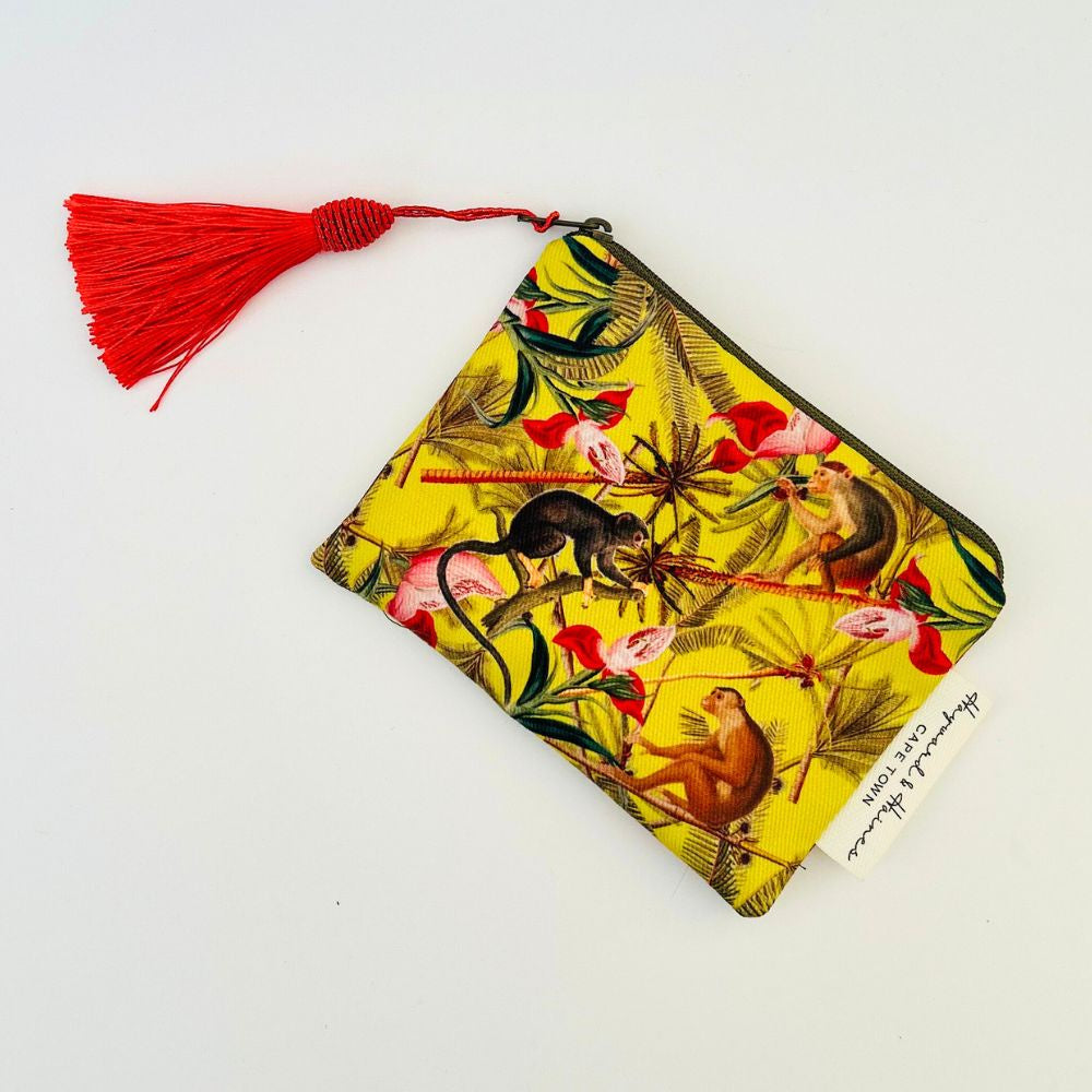 Hayward & Haines Small Make-up Bag - Monkeys in Palms Chartreuse