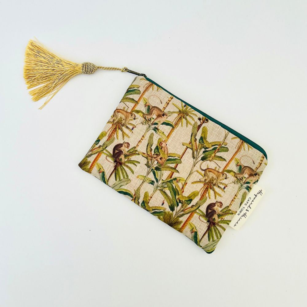 Hayward & Haines Small Make-up Bag - Monkey Tricks Linen