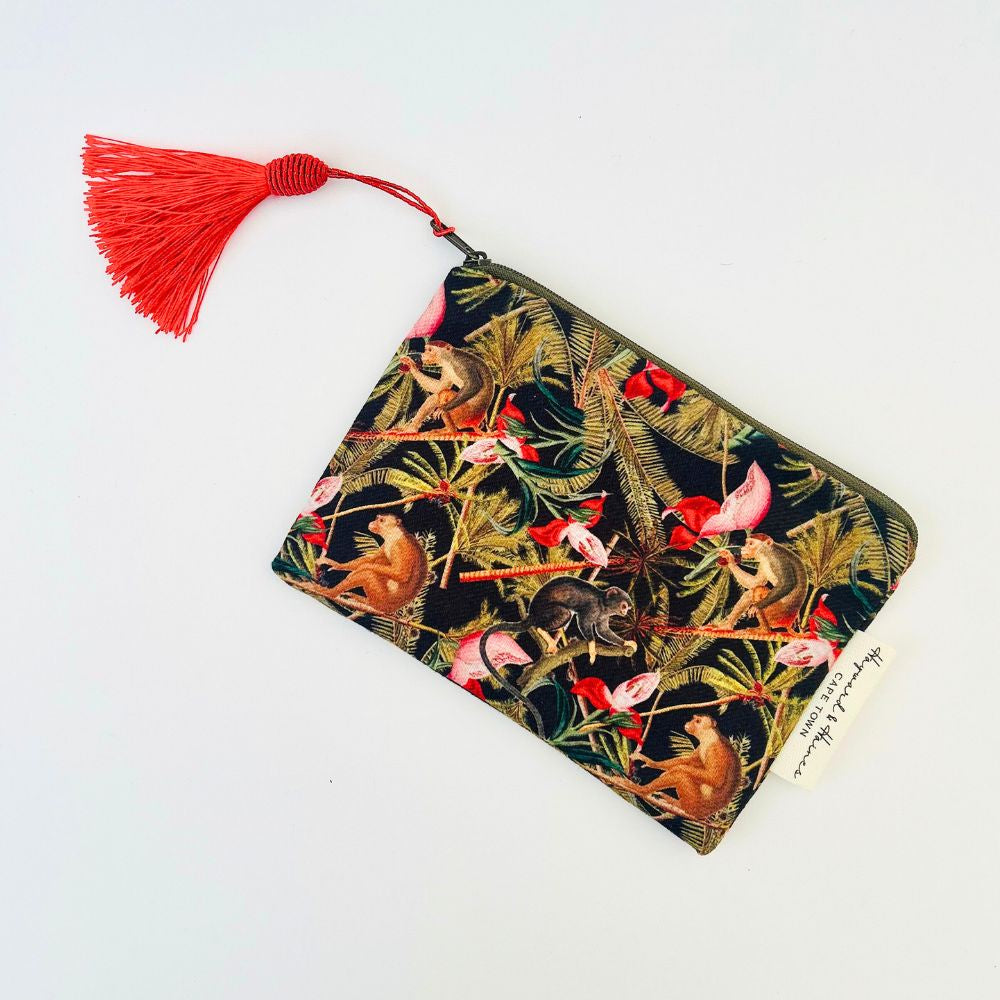 Hayward & Haines Small Make-up Bag - Monkeys in Palms Black