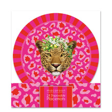 Load image into Gallery viewer, Round Disposable Placemats with Matching Coasters - Leopard Ruby
