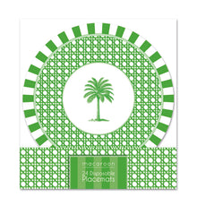 Load image into Gallery viewer, Round Disposable Placemats with Matching Coasters - Palm Beach Emerald
