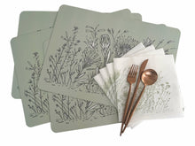 Load image into Gallery viewer, Tableart Placemats Rectangle 4 pack - Graphic Fynbos Sage Green
