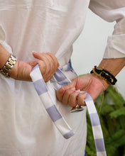 Load image into Gallery viewer, Hayward &amp; Haines Apron - Monkeys Play on Palms Blue Chinoserie
