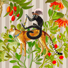 Load image into Gallery viewer, Hayward &amp; Haines Set of 2 Napkins - Cheetah Chariot Stone Stripe
