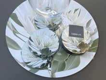 Load image into Gallery viewer, Tableart Round Coasters 6pk - White King Protea
