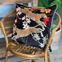 Load image into Gallery viewer, Hayward &amp; Haines Cushion Cover 60x60cm - Black Leaping Leopards
